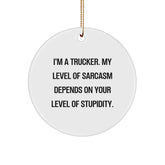 Funny Trucker Gifts from Friends - I'm A Trucker Circle Ornament for Christmas - Trucker Humor - Image 1